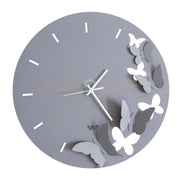 orologio da parete minimal con farfalle butterfly spring Fango in Ferro 40cmdidiametro
