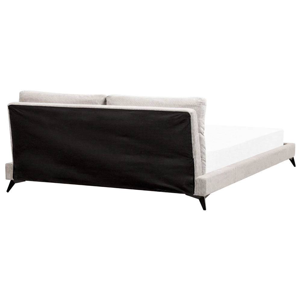 Letto imbottito moderno in velluto a coste beige 180 x 200 cm moderno elegante
