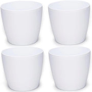 Set di vasi di plastica decorativi per piante da 4 pezzi - bianco - diametro 18 cm - vaso per erbe - vaso per fiori supplementare