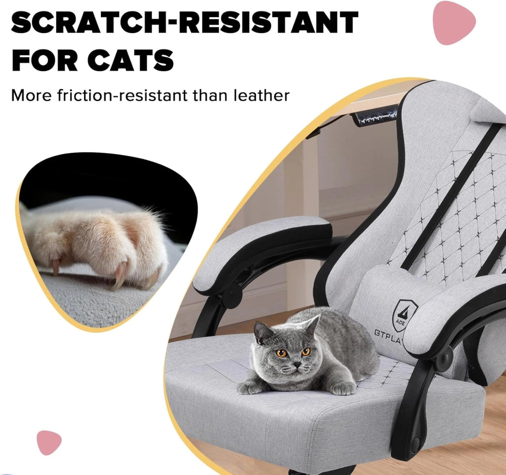 Sedia da gaming, ergonomica con cuscino a molle insacchettate, braccioli e poggiapiedi articolati, sedia per computer ergonomica con schienale alto con supporto lombare FG