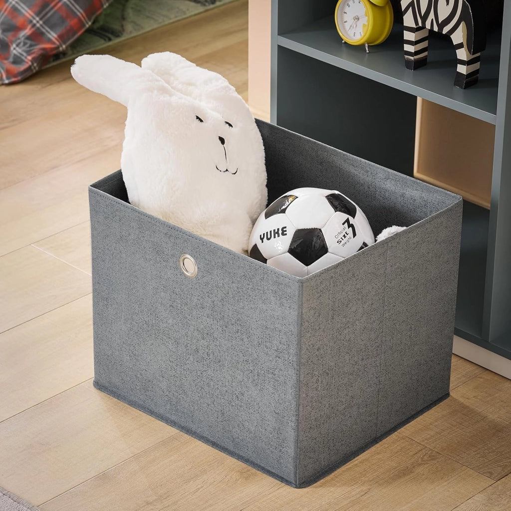 Armadio Cameretta Armadio Bambini con 3 Scomparti, Contenitore Tessuto e 3 Ganci Laterali Guardaroba con Appendiabiti per Bambini Grigio 97x35x108 KMB40-HG