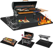 Tappeto Resistente al Fuoco - 91 x 152 cm Tappeto Pieghevole per Grills Protezione dal Calore per Grills Camini Pavimenti Prati e Campeggio (Nero)