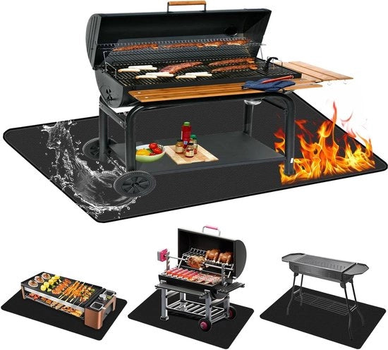 Tappeto Resistente al Fuoco - 91 x 152 cm Tappeto Pieghevole per Grills Protezione dal Calore per Grills Camini Pavimenti Prati e Campeggio (Nero)