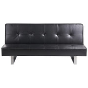 Divano letto in ecopelle nera moderno soggiorno trasformabile a 3 posti senza braccioli design minimalista