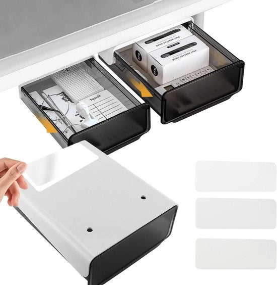 Sotto scrivania 2 pezzi - cassetti nascosti - organizzatore autofixante - per uso domestico e ufficio