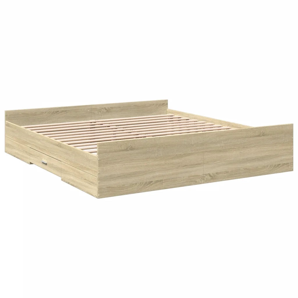 Giroletto Cassetti Rovere Sonoma 180x200 cm Legno Multistrato 3280274