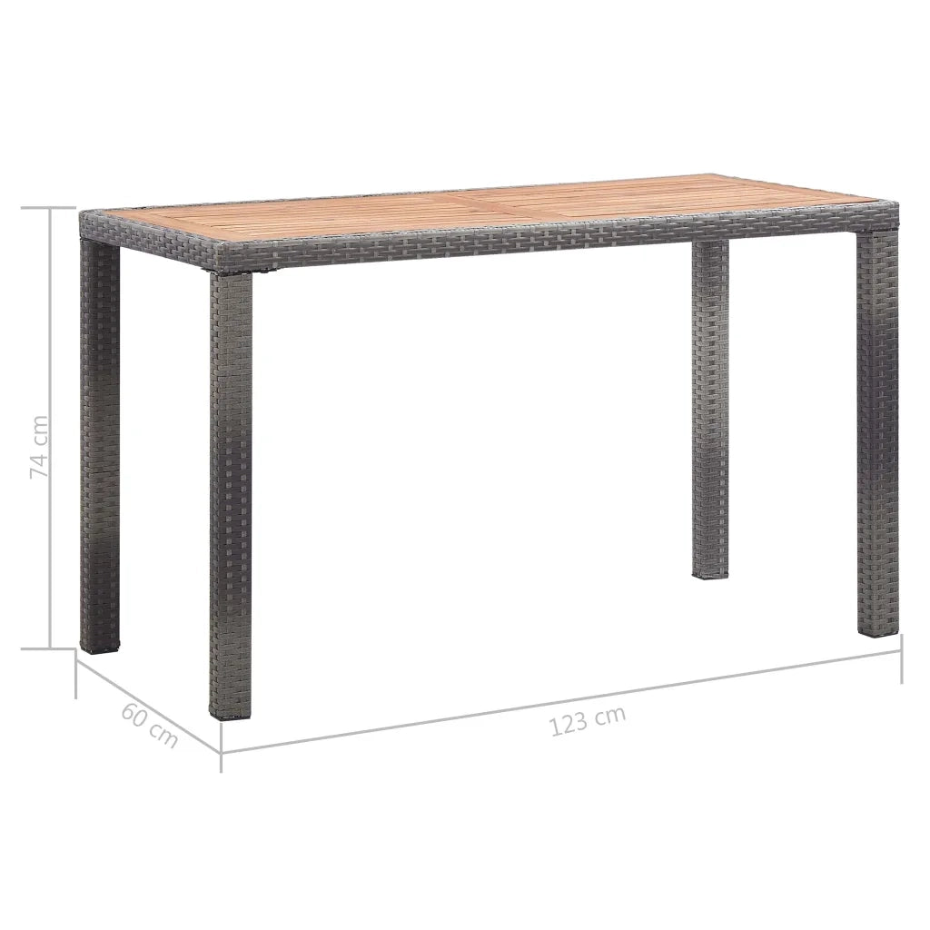 Tavolo Giardino Antracite e Marrone 123x60x74cm Acacia Massello 46451