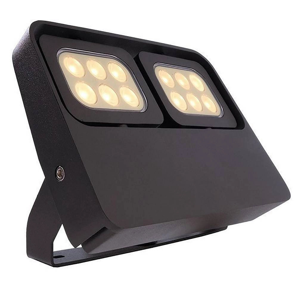 Trade Shop - Faretto Led 12w Doppio Diffusore Orientabile Faro Staffa Ip65 Luce Esterni Giardino -