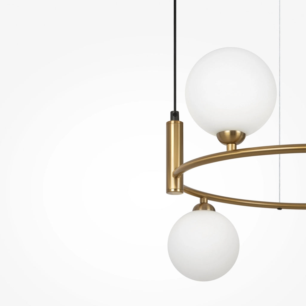 Maytoni Lampadario contemporaneo Ring 4 luci G9 ottone metallo vetro