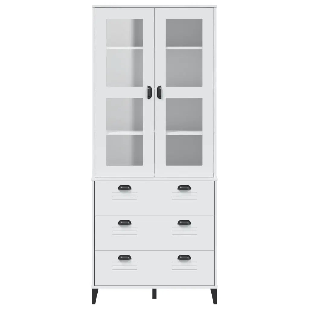 Credenza VIKEN Bianca 80x40x190 cm in Legno Massello di Pino 3207150
