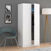 Guardaroba Avik, Armadio per camera da letto a 2 ante battenti, Mobile per camera da letto con 1 ripiano e barra appendiabiti, cm 82x52h180, Bianco