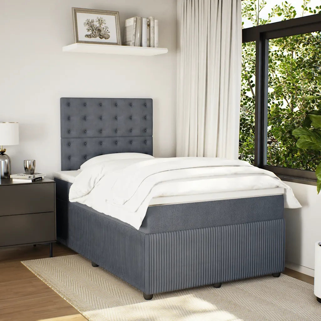 Giroletto a Molle con Materasso Grigio Scuro 120x190 cm Velluto