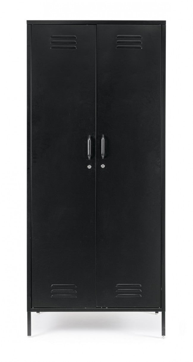 Armadio 2 Ante 50x80x185 cm Cambridge in Acciaio Nero