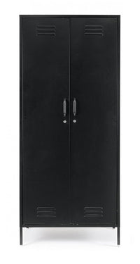 Armadio 2 Ante 50x80x185 cm Cambridge in Acciaio Nero