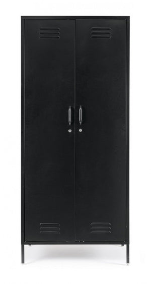 Armadio 2 Ante 50x80x185 cm Cambridge in Acciaio Nero