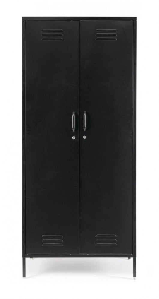 Armadio 2 Ante 50x80x185 cm Cambridge in Acciaio Nero