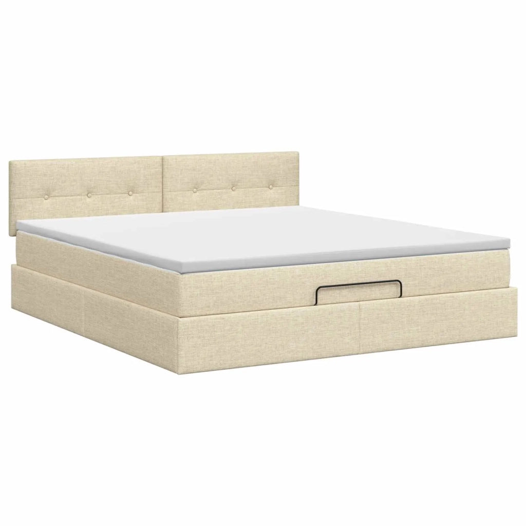 Letto ottomano con materasso Crema 180 x 200 cm Tessuto 3456349