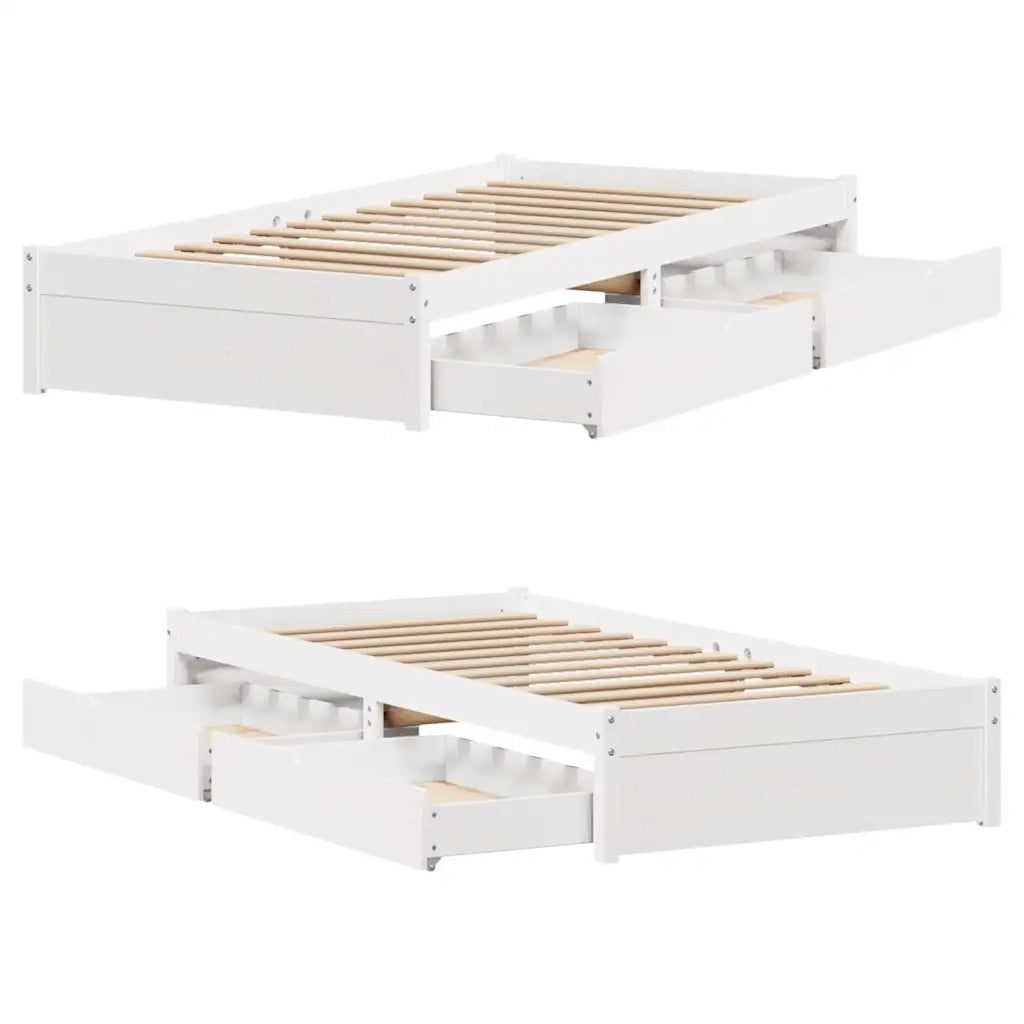 Letto senza Materasso-Struttura Letto Bianco 90x190 cm in Legno Massello Pino 106682