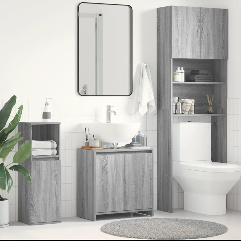 Armadietto Bagno Grigio Sonoma 60x33x61 cm in Legno Multistrato 826358