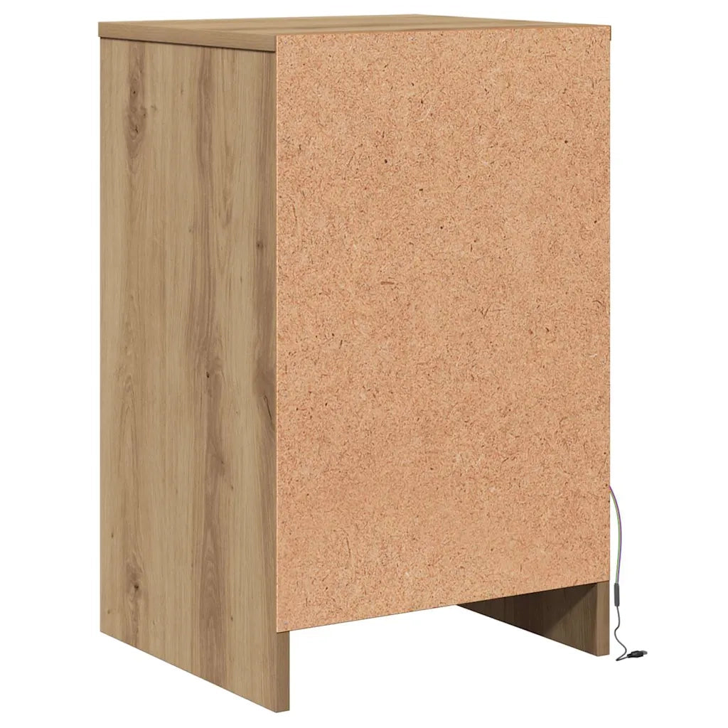 Armadio da letto | Comodino | Armadio da Notte | Mobiletto da notte LED rovere artigianale 38 x 34 x 61 cm