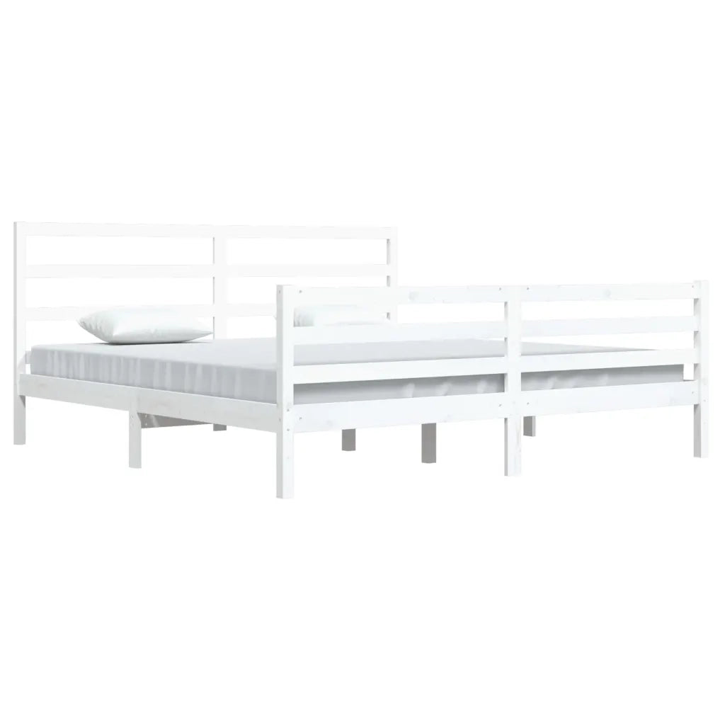 Giroletto-Struttura Letto Bianco in Legno Massello di Pino 200x200 cm 423727