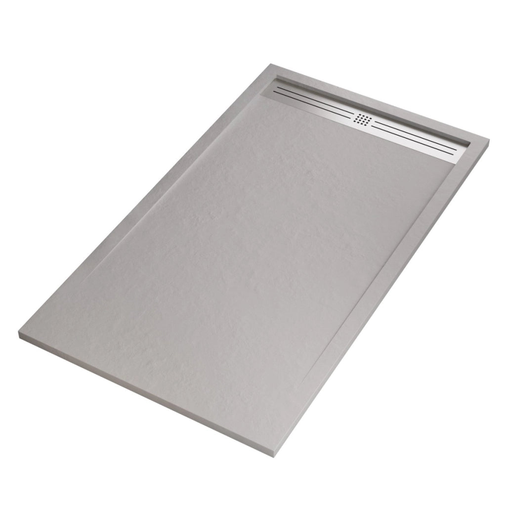 Piatto doccia in marmoresina grigio chiaro effetto pietra cemento relax, misura 80x140