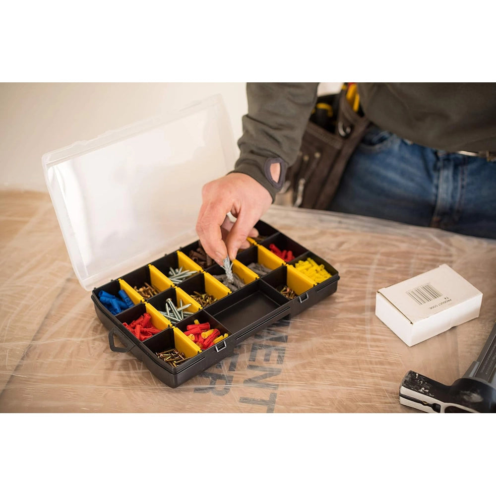 Cassetta porta minuterie organizer basic trasparente 17 scomparti stanley