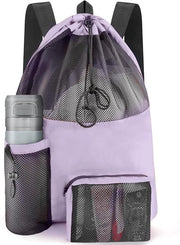 Borsa da spiaggia in mesh colorata, sportiva e impermeabile, grande borsa da bagno, zaino con cinturino per bagagli da spiaggia.