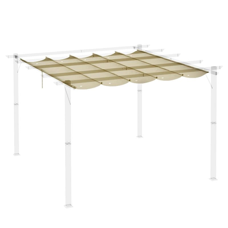 COPERTURA PER GAZEBO PERGOLA 4X3 M IN POLIESTERE TRASPIRANTE BEIGE CON 10 FORI DI DRENAGGIO