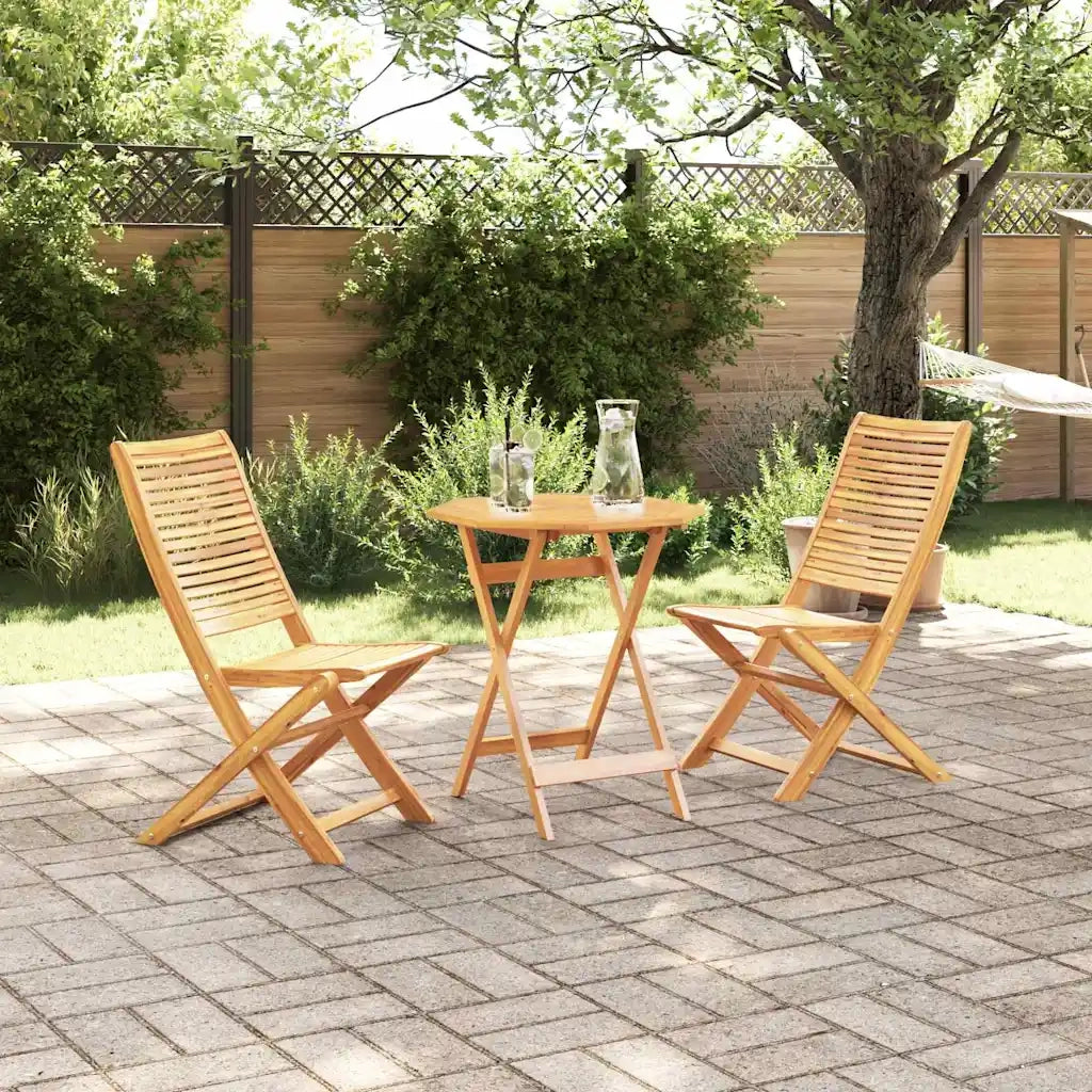 Set Bistro Pieghevole 3 pcs Marrone Legno di Acacia Massello