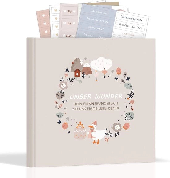 Album di ricordi per bambini | Diario di bambino personalizzato con adesivi | Regalo per bambini di entrambi i sessi da 0 mesi