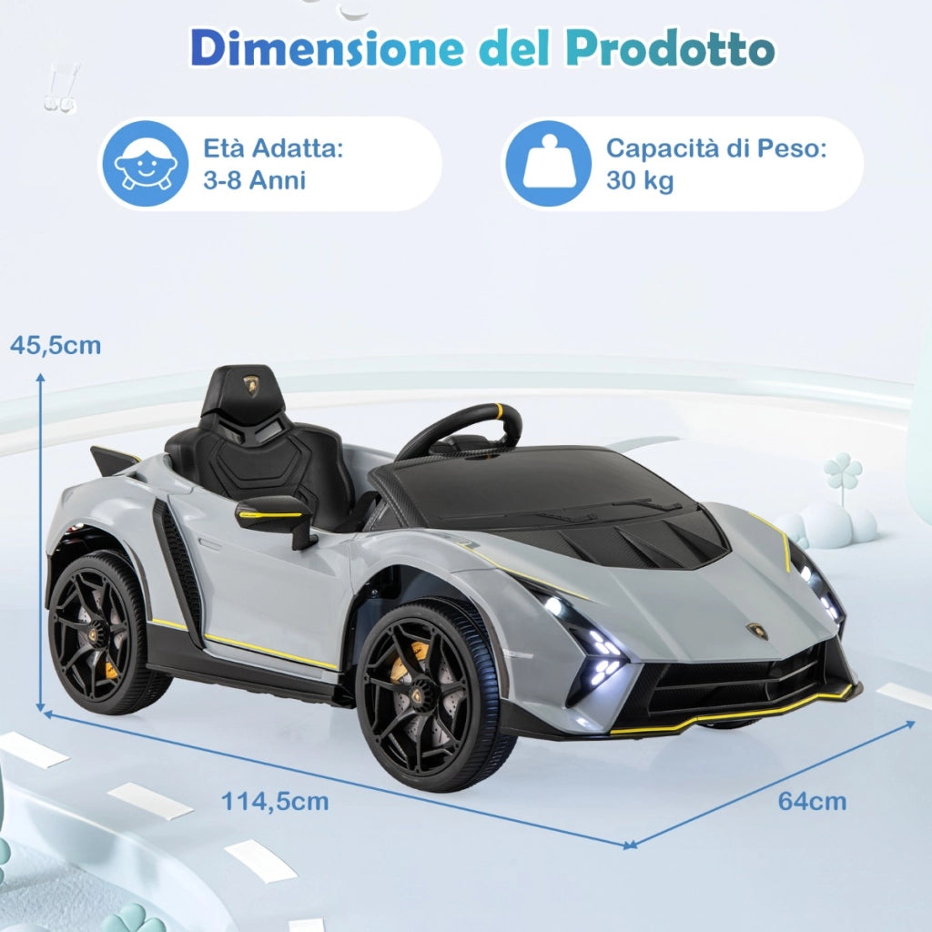 Macchina cavalcabile per bambini, 4WD batteria a 12V con telecomando luci LED sistema audio portoni idraulici Grigio-Macchinine giocattoli