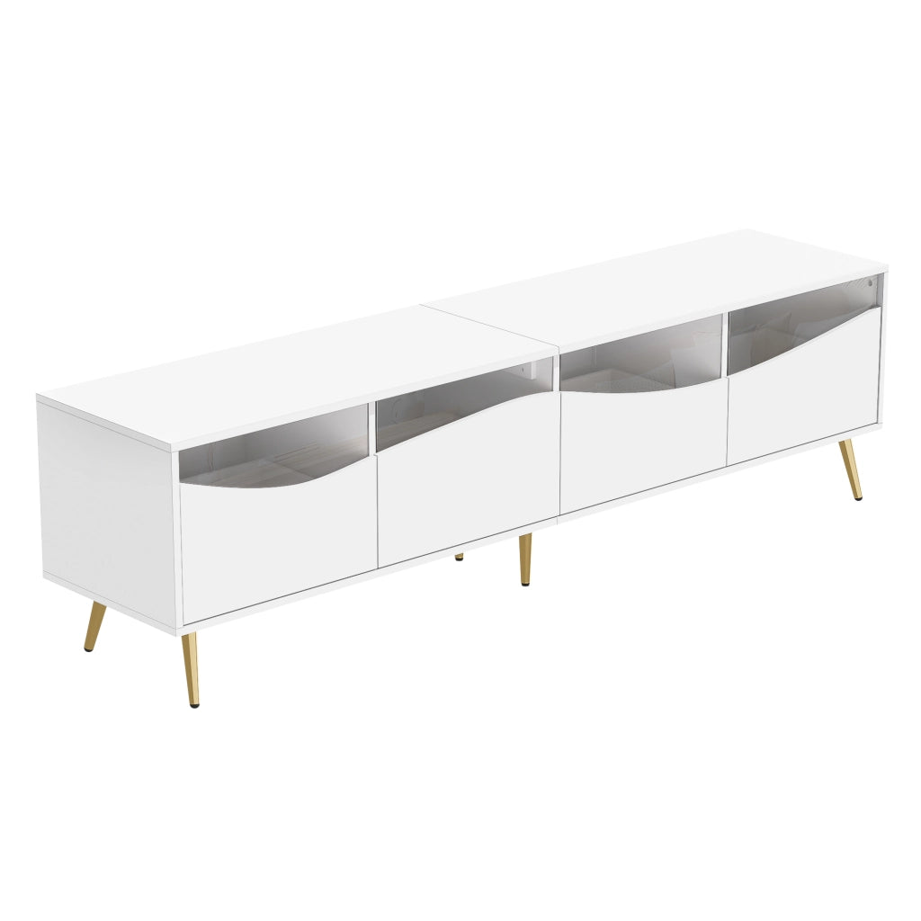 Mobile TV con LED ¨C MINIMAL ¨C Bianco/Oro, Vetro, 180x40x50 cm
