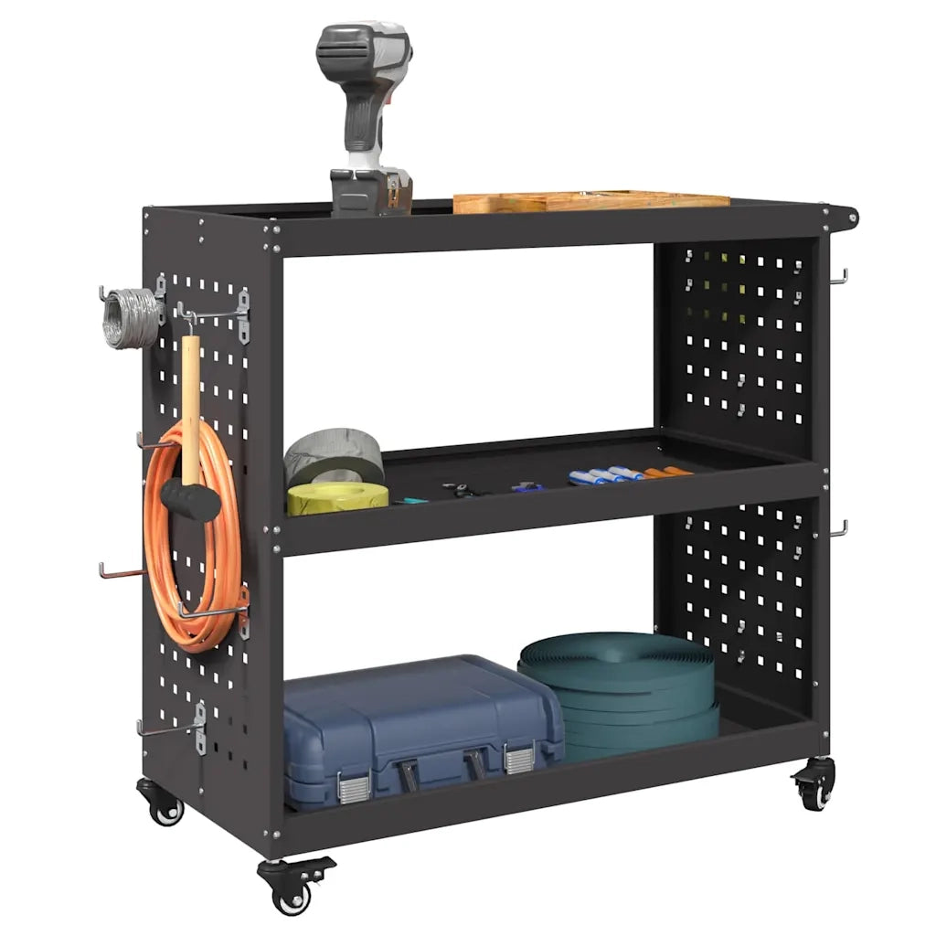 Carrello per Attrezzi con lo scaffale Nero 75 x 35 x 73 cm CFW1829411