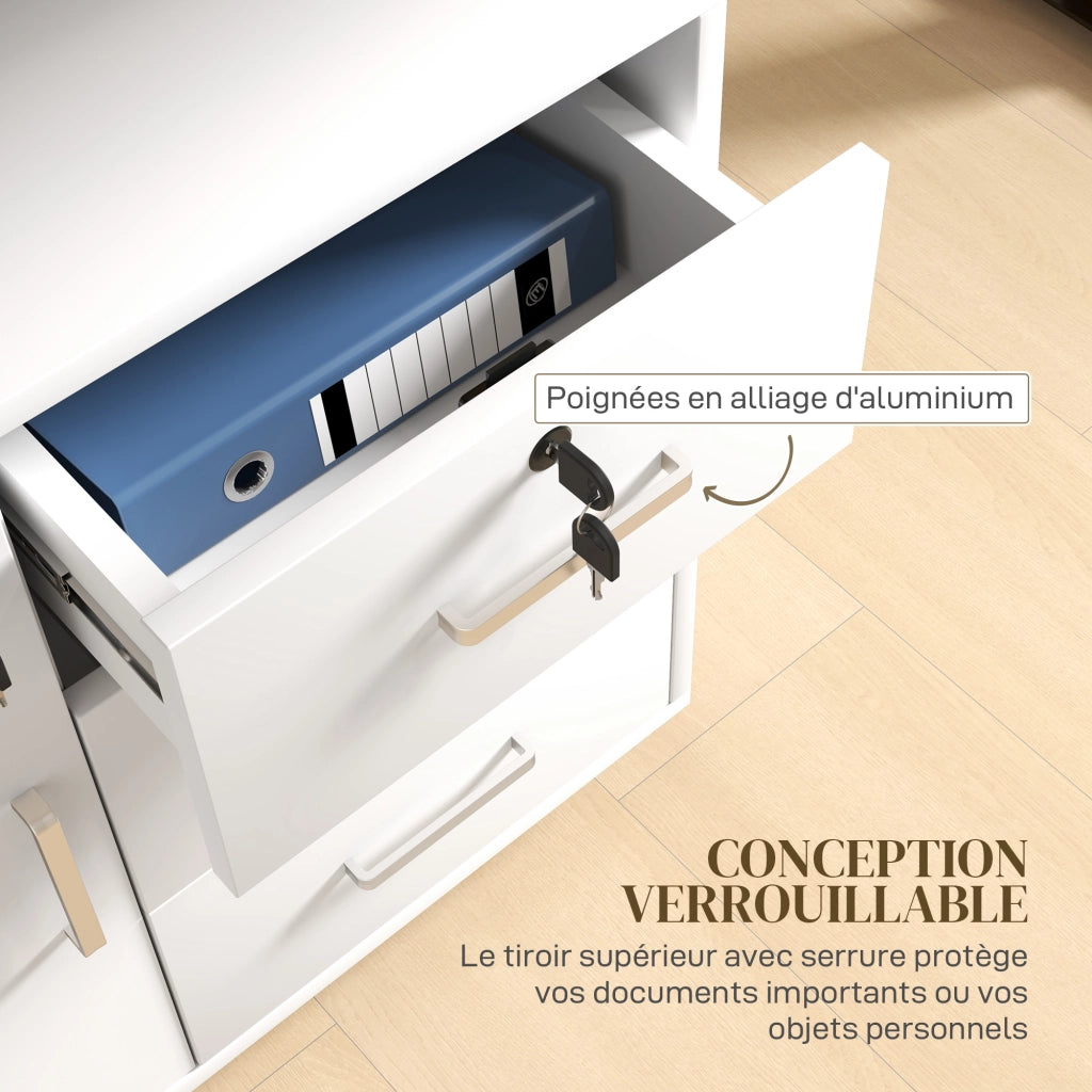 Scrivania con cassetti e ripiano regolabile ¨C zephmum ¨C bianco 40x60x56 cm