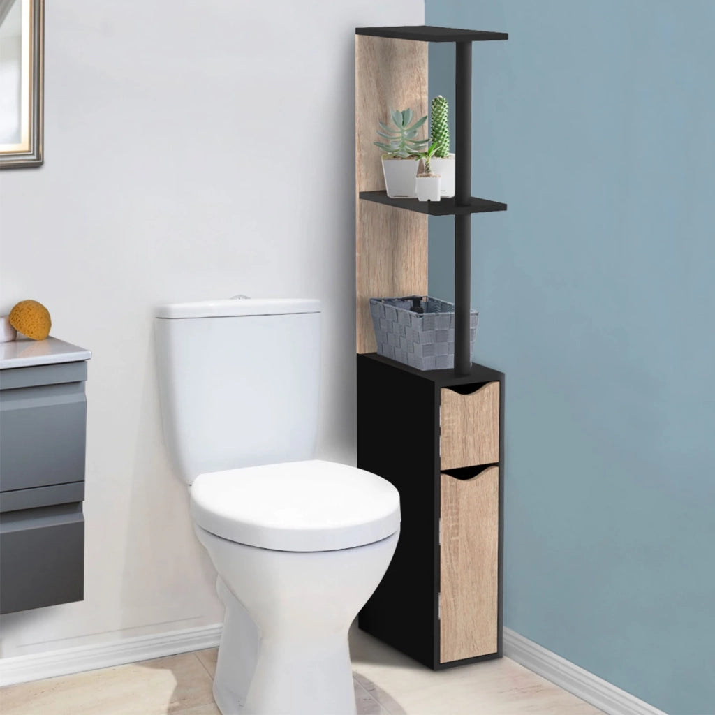 IDMarket - Mobile WC a 2 ante in faggio e nero WILLY
