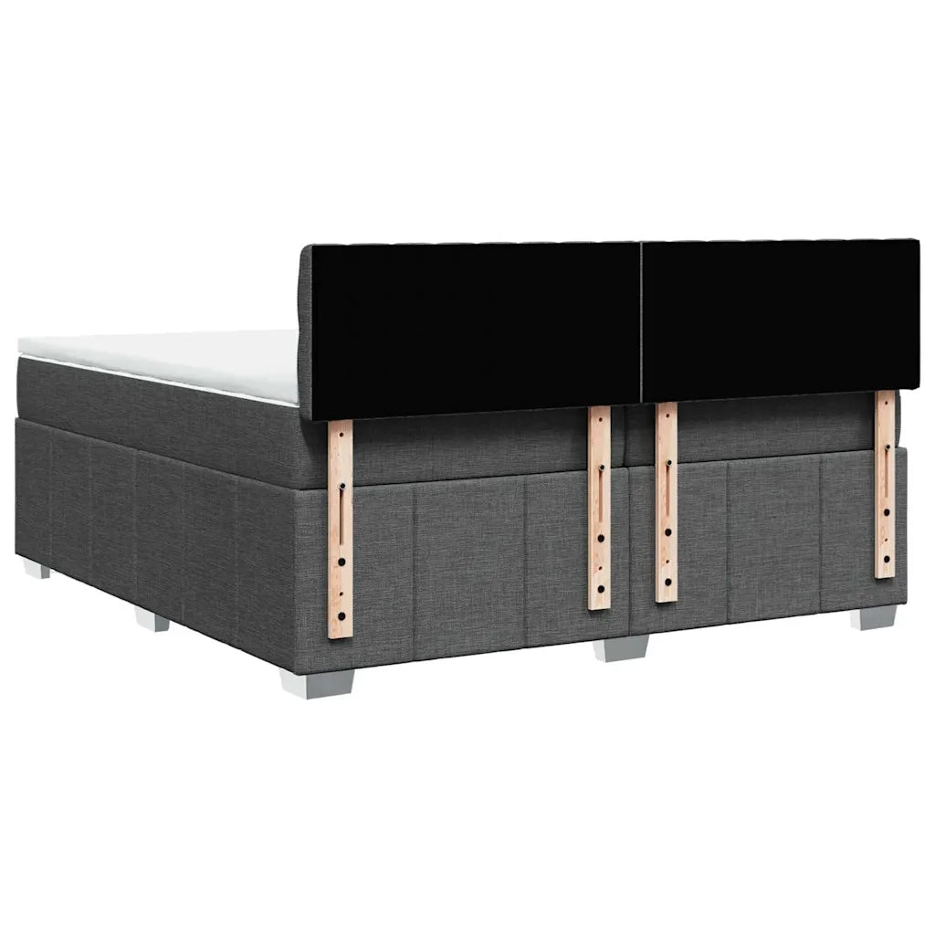 Giroletto a Molle con Materasso Grigio Scuro 200x200 cm Tessuto
