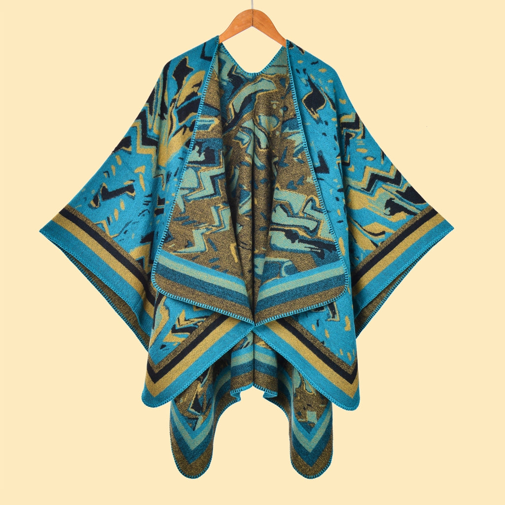 Sciarpa-scialle alla moda con graffiti, stile retr¨°, scialle diviso, mantello caldo - PONHO SHAWLS
