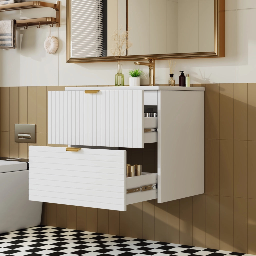 MOBILE BAGNO SOSPESO 61x46x57 cm MDF Bianco con lavabo in ceramica