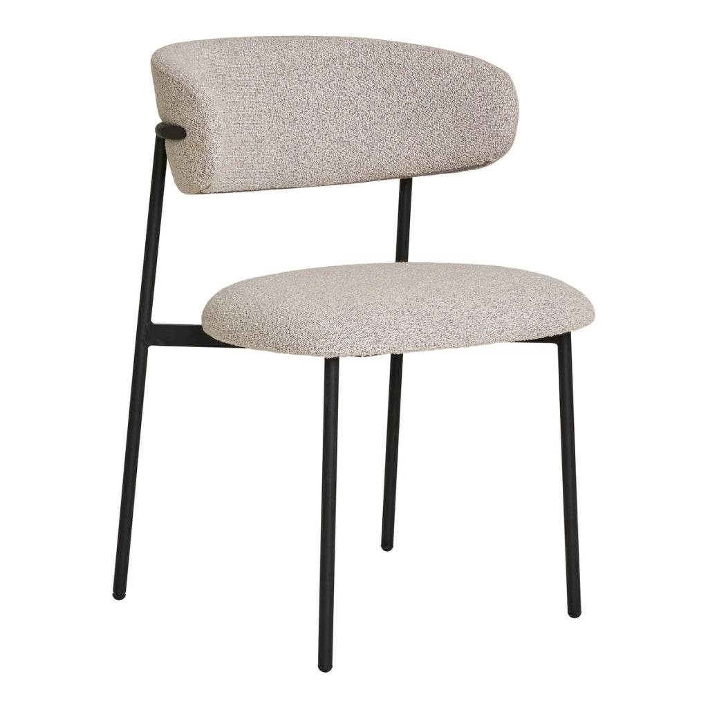 Set 2 sedie da pranzo Mira in Bouclé Sabbia con Gambe Nere