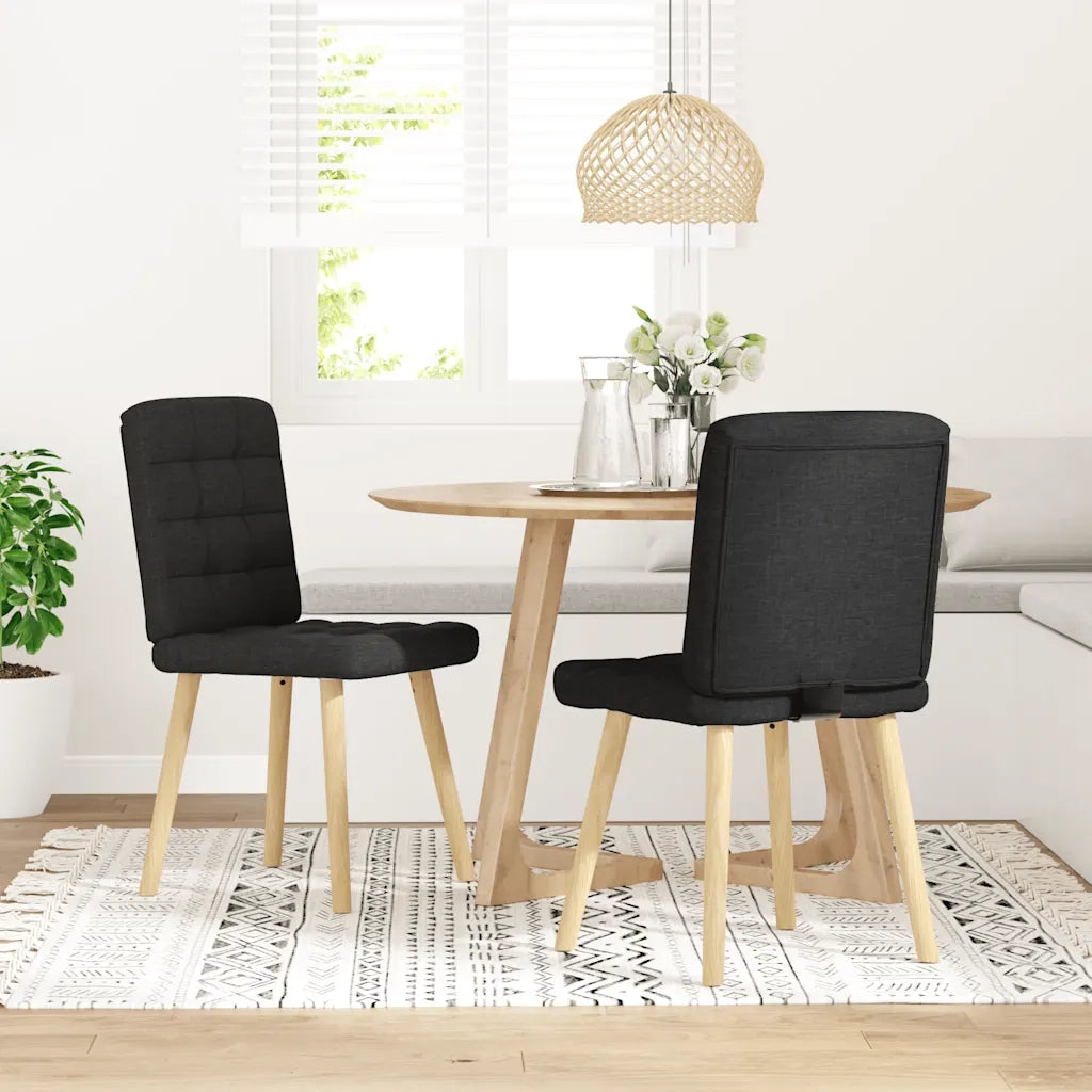 Sedie da Pranzo 2 pz | Sedie da cucina Nere in Tessuto