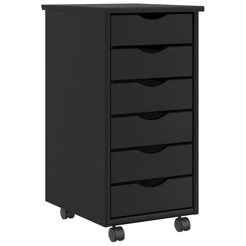 Moderno mobiletto con cassetti 34 x 39 x 65,5 cm grande capacità organizzazione ufficio in legno nero 02_0057652