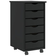 Moderno mobiletto con cassetti 34 x 39 x 65,5 cm grande capacità organizzazione ufficio in legno nero 02_0057652