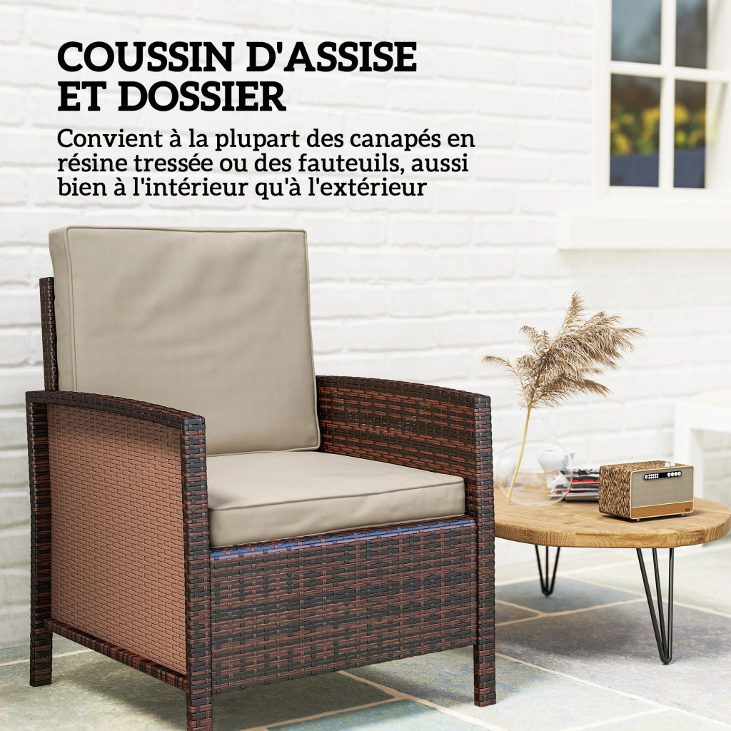 Cuscini per Poltrona da Giardino ¨C zephmum ¨C 56x52/56x46 cm, Kaki, Poliestere, Detersibili