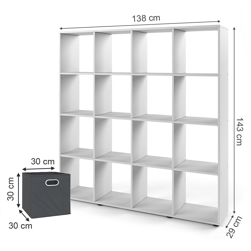 Vicco Scaffale Bianco 138.5 x 142.5 cm con 4 scatole pieghevoli