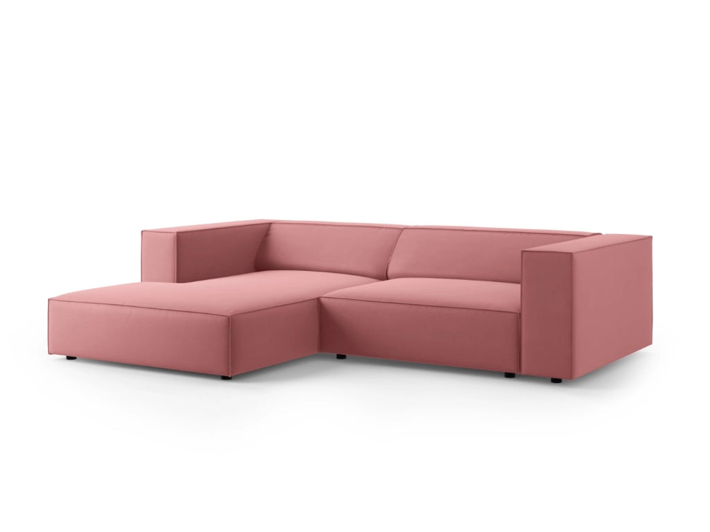 Cosmopolitan Design - Divano angolare sinistro "Arendal" 3 posti in velluto salmone 