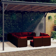 Set Divani da Giardino 12 pz con Cuscini in Polyrattan Marrone cod mxl 37892