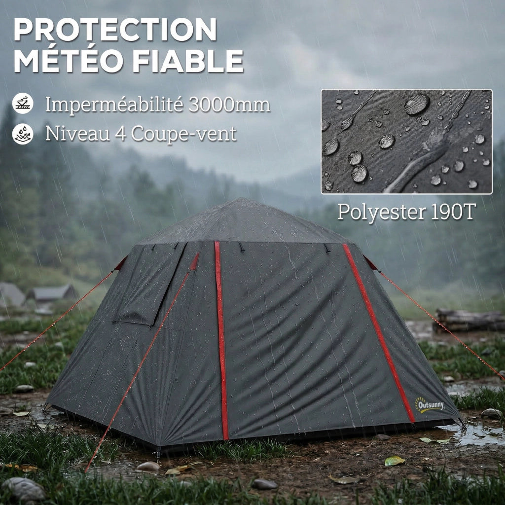 Tenda da Campeggio 2 Persone Impermeabile ¨C zephmum ¨C Grigio Scuro 210x210x150cm