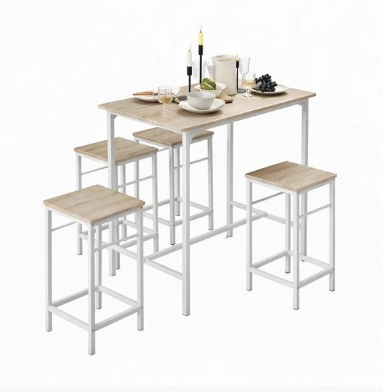 Tavolo da Cucina con 4 Sedili – Set da Cucina Moderno in MDF e Metallo – Set da Cucina per Bistro
