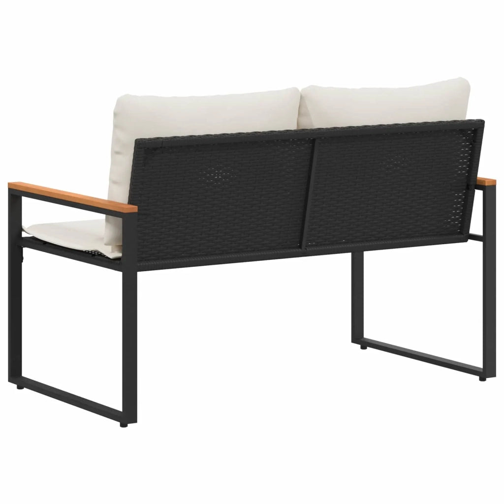 Panca da Giardino | Panchina Nero e Bianco Crema 115 x 65 x 72 cm Rattan